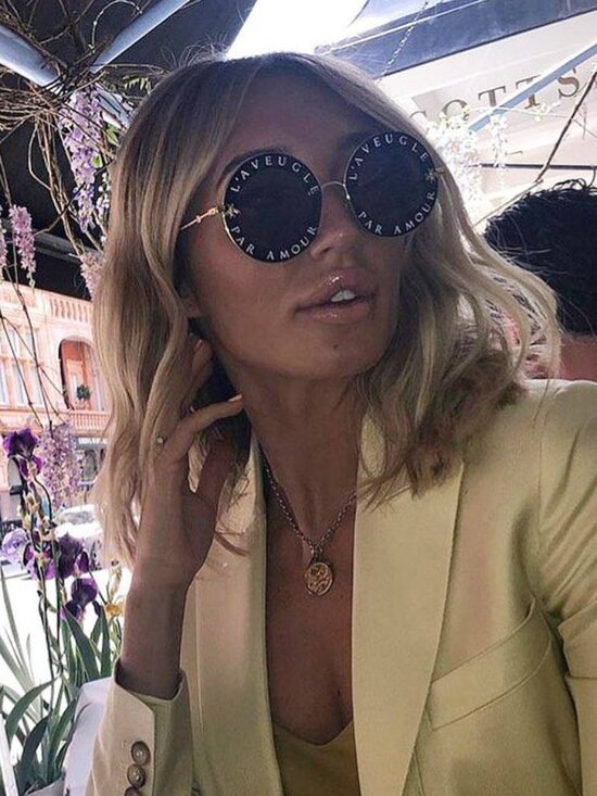 Gucci GG0113S 001 Round Sunglasses - Black Gold\\Grey Gradient main image 10